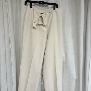 Anne Klein Cream Trousers with Button Detail